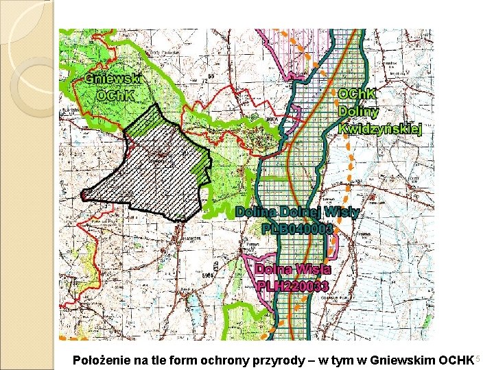 Położenie na tle form ochrony przyrody – w tym w Gniewskim OCHK 5 