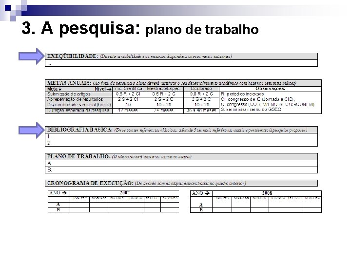 3. A pesquisa: plano de trabalho 