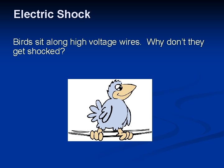 Electric Shock Birds sit along high voltage wires. Why don’t they get shocked? 