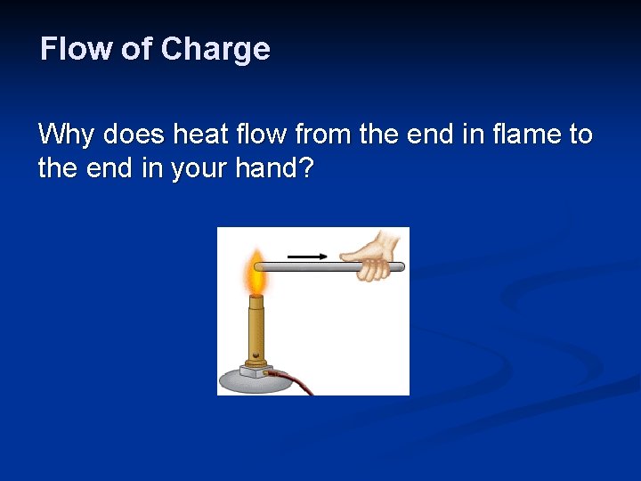 Flow of Charge Why does heat flow from the end in flame to the