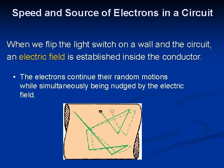 Speed and Source of Electrons in a Circuit When we flip the light switch
