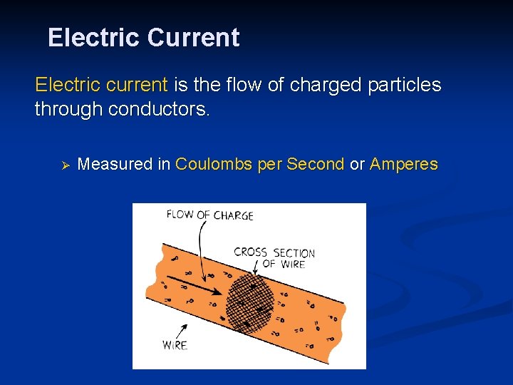 Electric Current Electric current is the flow of charged particles through conductors. Ø Measured