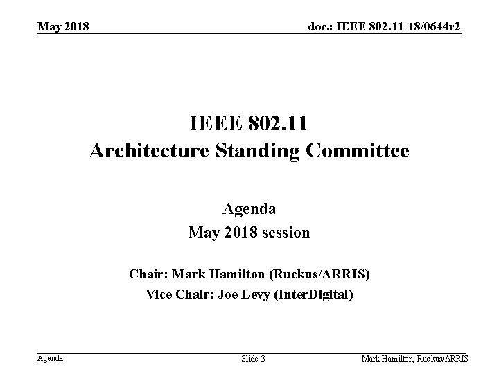 May 2018 doc. : IEEE 802. 11 -18/0644 r 2 IEEE 802. 11 Architecture