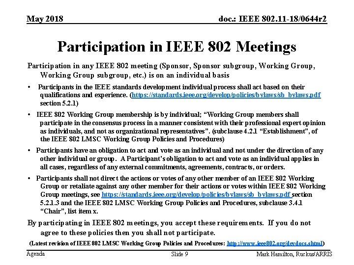 May 2018 doc. : IEEE 802. 11 -18/0644 r 2 Participation in IEEE 802 May 2018 doc. : IEEE 802. 11 -18/0644 r 2 Participation in IEEE 802