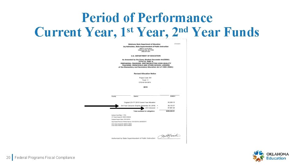 Period of Performance Current Year, 1 st Year, 2 nd Year Funds 20 Federal