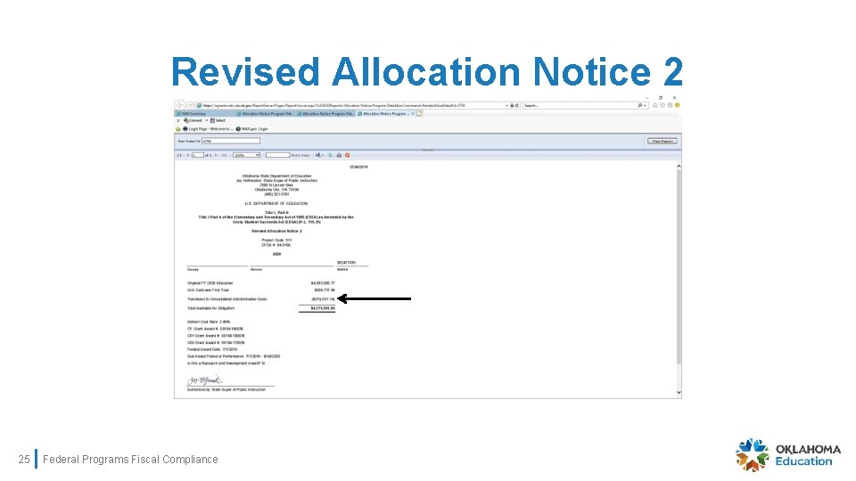 Revised Allocation Notice 2 25 Federal Programs Fiscal Compliance 