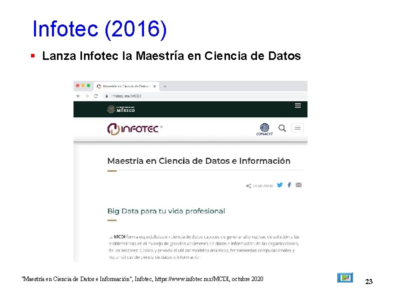 Infotec (2016) Lanza Infotec la Maestría en Ciencia de Datos "Maestría en Ciencia de