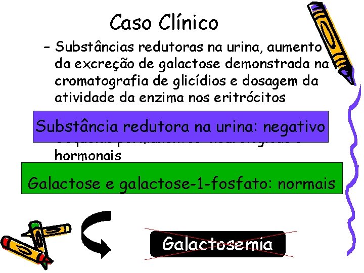 Caso Clínico – Substâncias redutoras na urina, aumento da excreção de galactose demonstrada na