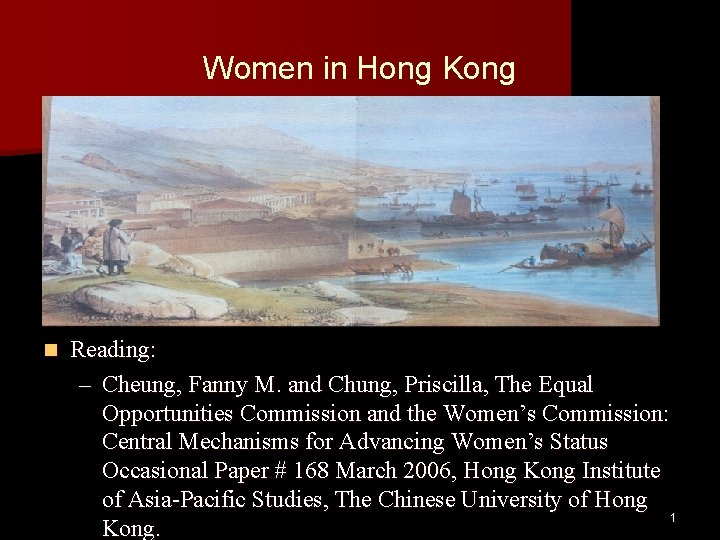 Women in Hong Kong n Reading: – Cheung, Fanny M. and Chung, Priscilla, The Women in Hong Kong n Reading: – Cheung, Fanny M. and Chung, Priscilla, The