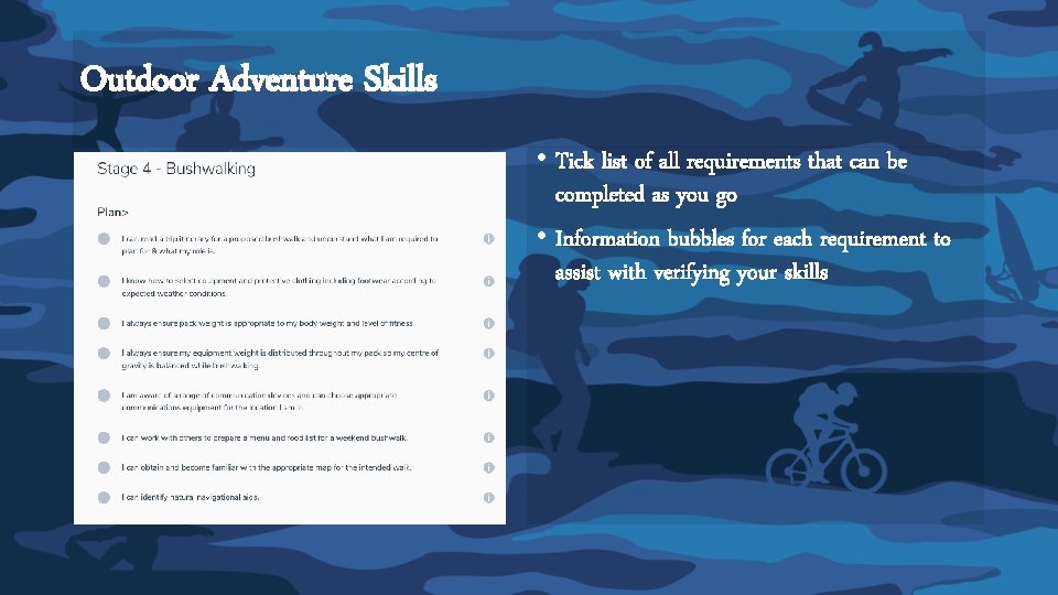 Outdoor Adventure Skills • Tick list of all requirements that can be completed as