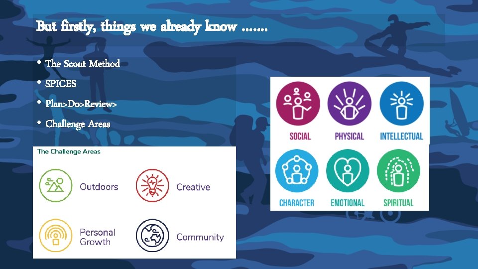 But firstly, things we already know ……. • The Scout Method • SPICES •