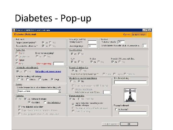 Diabetes - Pop-up n Pop-up skærmen 