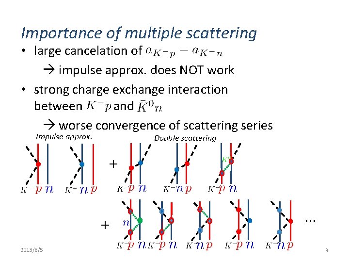 Importance of multiple scattering • large cancelation of impulse approx. does NOT work •