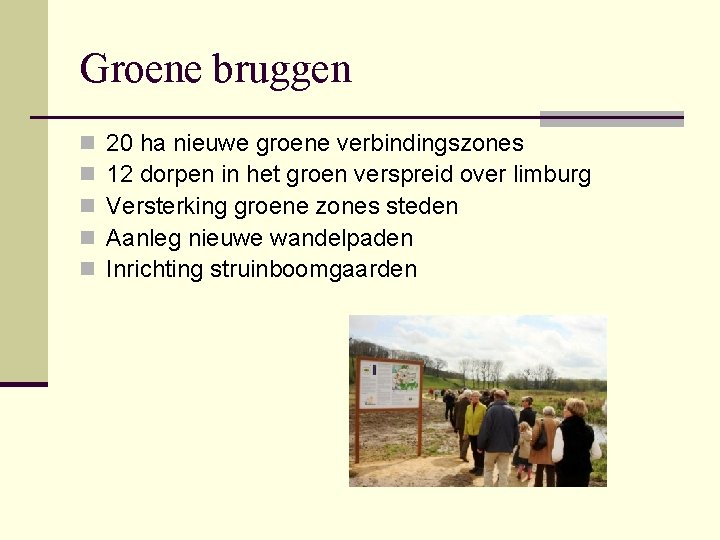 Groene bruggen n n 20 ha nieuwe groene verbindingszones 12 dorpen in het groen