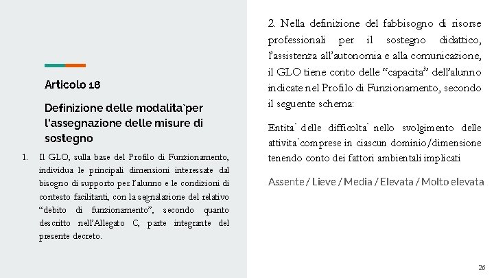 Articolo 18 Definizione delle modalita per l'assegnazione delle misure di sostegno 1. Il GLO,