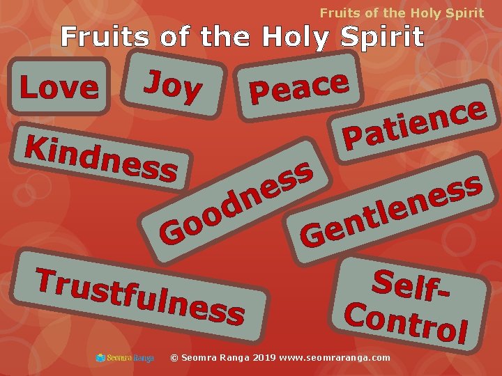 Fruits of the Holy Spirit Joy Love e c a e P Kindn ess