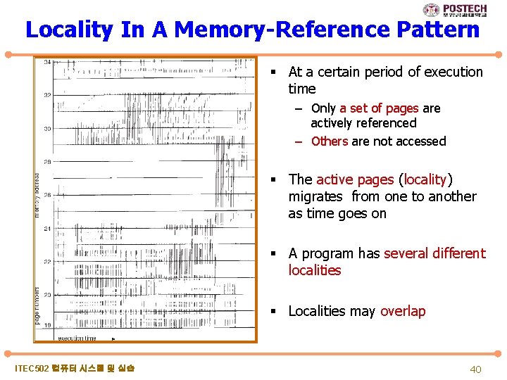 Locality In A Memory-Reference Pattern § At a certain period of execution time –