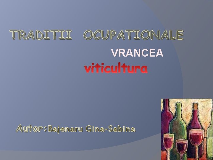 TRADITII OCUPATIONALE VRANCEA Autor : Bajenaru Gina-Sabina 