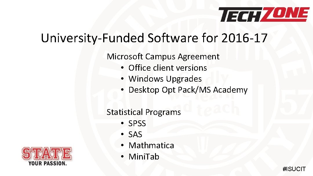 University-Funded Software for 2016 -17 Microsoft Campus Agreement • Office client versions • Windows