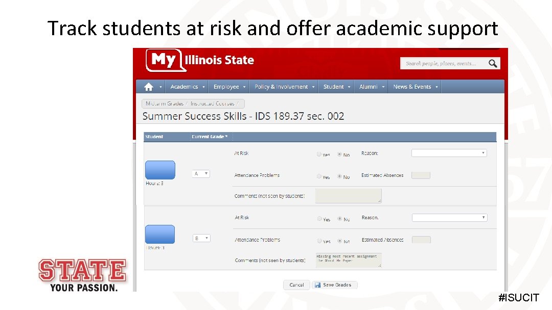 Track students at risk and offer academic support #ISUCIT 
