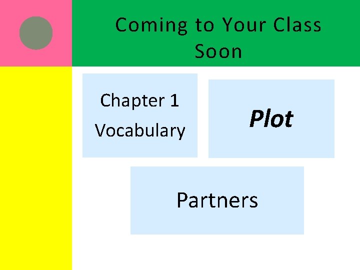Coming to Your Class Soon Chapter 1 Vocabulary Plot Partners 