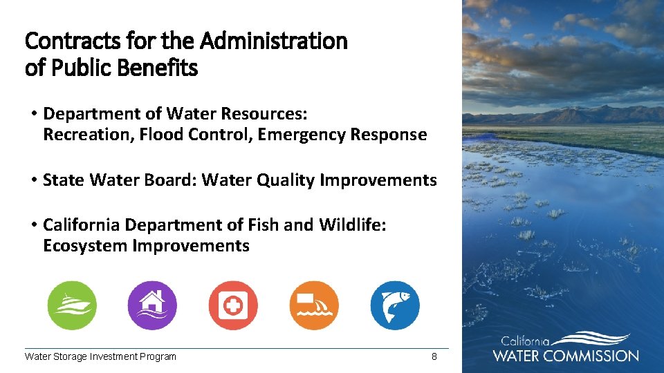 Contracts for the Administration of Public Benefits • Department of Water Resources: Recreation, Flood