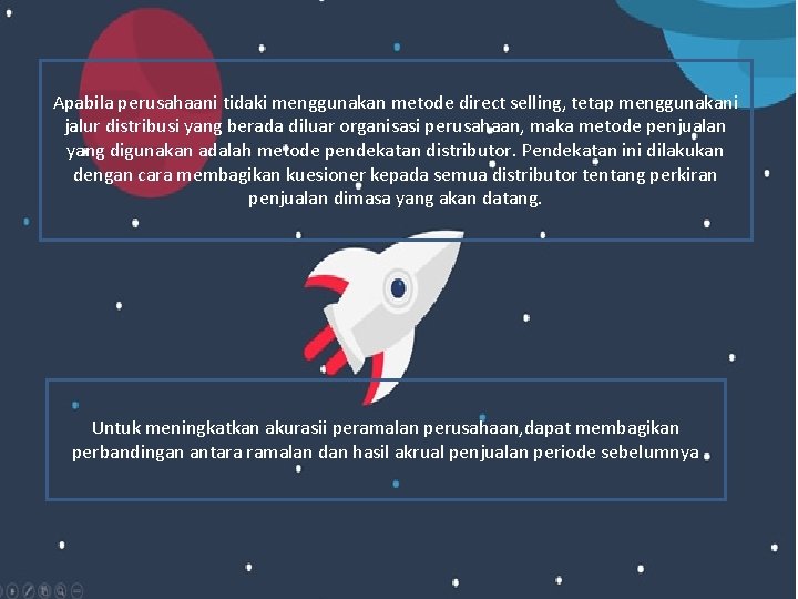 Apabila perusahaani tidaki menggunakan metode direct selling, tetap menggunakani jalur distribusi yang berada diluar