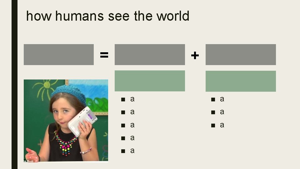 how humans see the world = + ■ a ■ a 