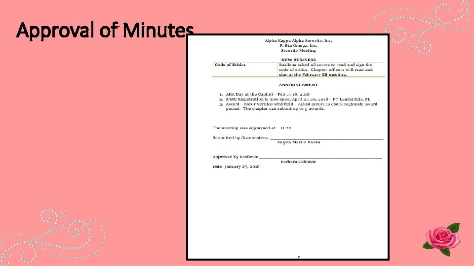 Approval of Minutes 