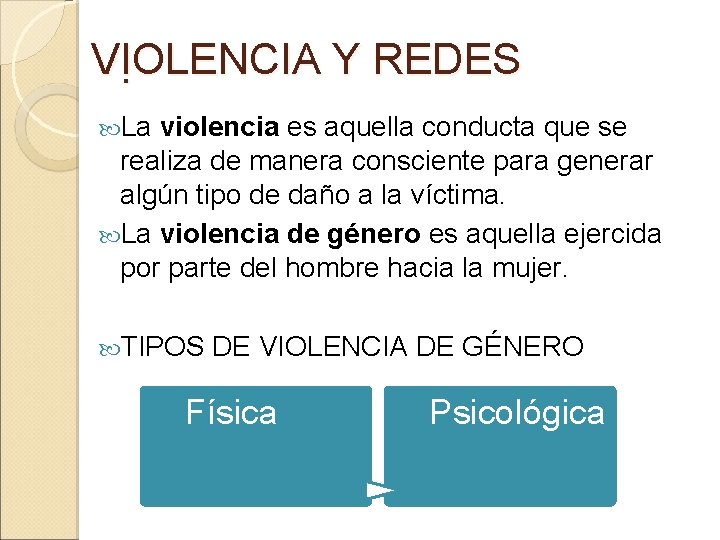VIOLENCIA Y REDES. La violencia es aquella conducta que se realiza de manera consciente