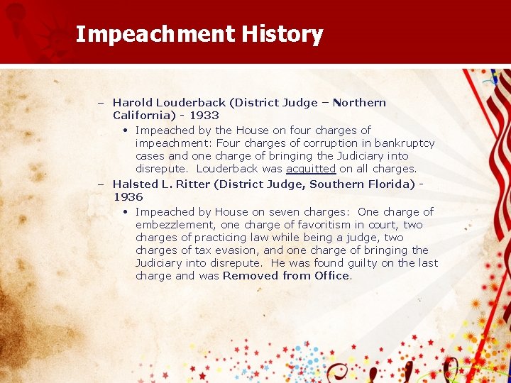 Impeachment History – Harold Louderback (District Judge – Northern California) - 1933 • Impeached