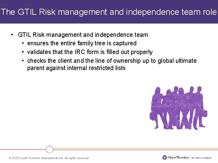 The GTIL Risk management and independence team role • GTIL Risk management and independence