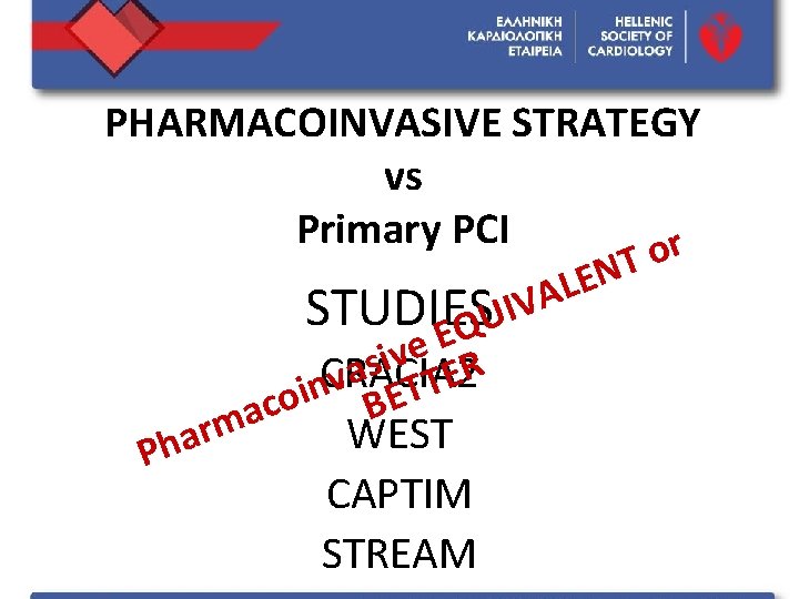 PHARMACOINVASIVE STRATEGY vs Primary PCI r o T LEN P A V I STUDIES