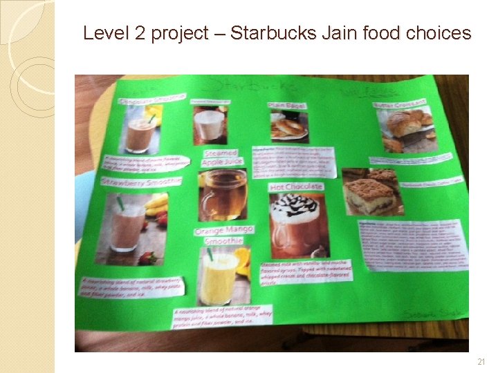 Level 2 project – Starbucks Jain food choices 21 