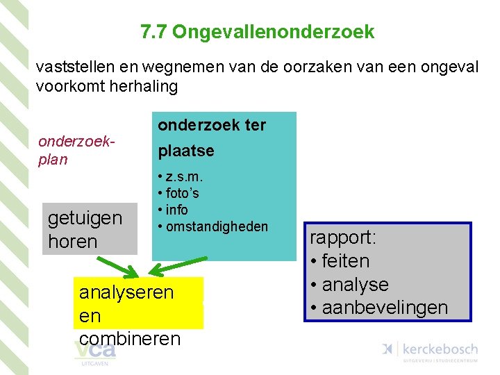 7. 7 Ongevallenonderzoek vaststellen en wegnemen van de oorzaken van een ongeval voorkomt herhaling