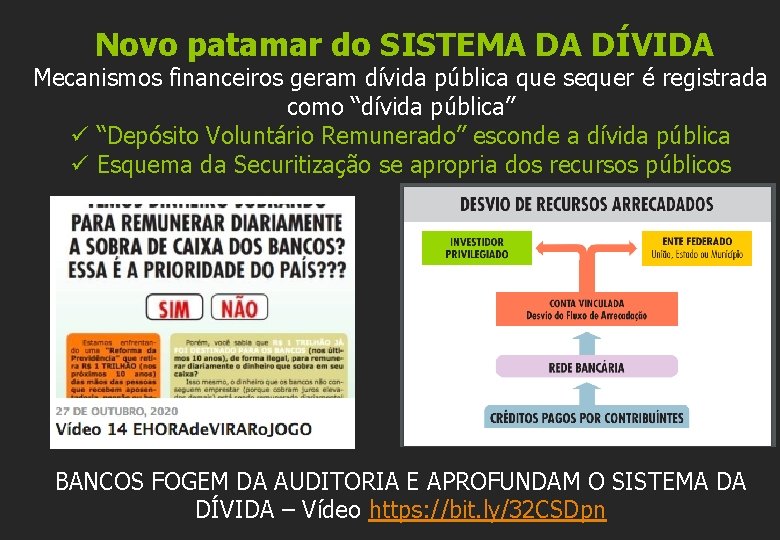 Novo patamar do SISTEMA DA DÍVIDA Mecanismos financeiros geram dívida pública que sequer é