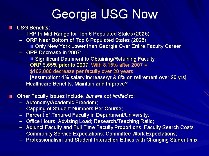 Georgia USG Now USG Benefits: – TRP In Mid-Range for Top 6 Populated States