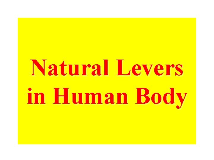 Natural Levers in Human Body 