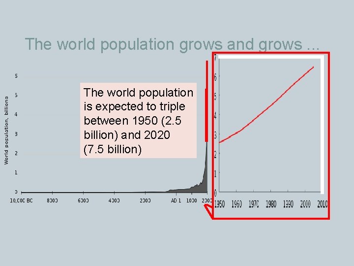 The world population grows and grows. . . The world population is expected to