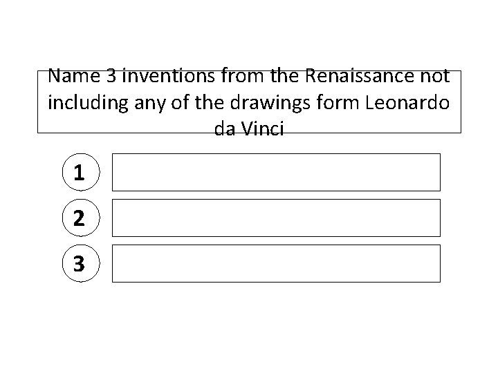 Name 3 inventions from the Renaissance not including any of the drawings form Leonardo