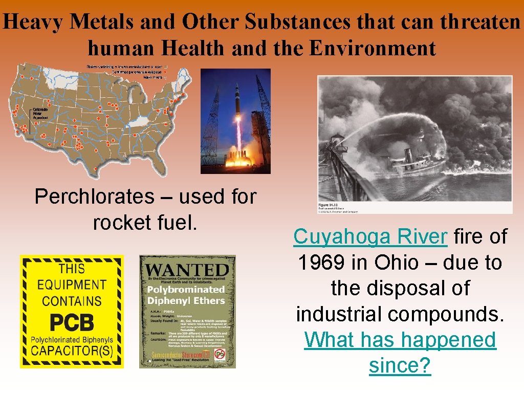 Heavy Metals and Other Substances that can threaten human Health and the Environment Perchlorates