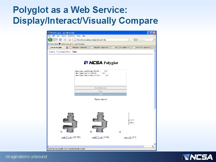 Polyglot as a Web Service: Display/Interact/Visually Compare Imaginations unbound 