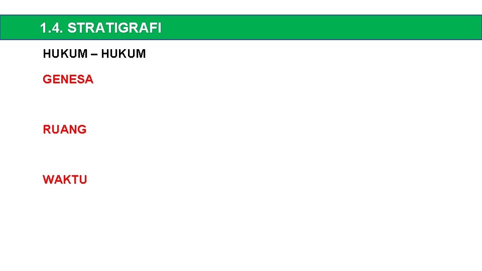 1. 4. STRATIGRAFI HUKUM – HUKUM GENESA RUANG WAKTU 