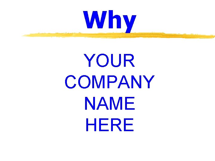 Why YOUR COMPANY NAME HERE 