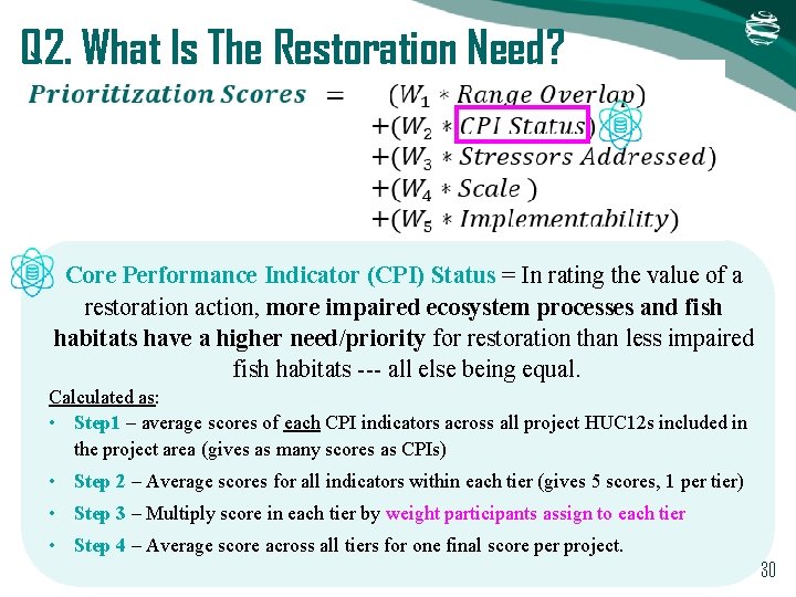 Q 2. What Is The Restoration Need? Core Performance Indicator (CPI) Status = In Q 2. What Is The Restoration Need? Core Performance Indicator (CPI) Status = In
