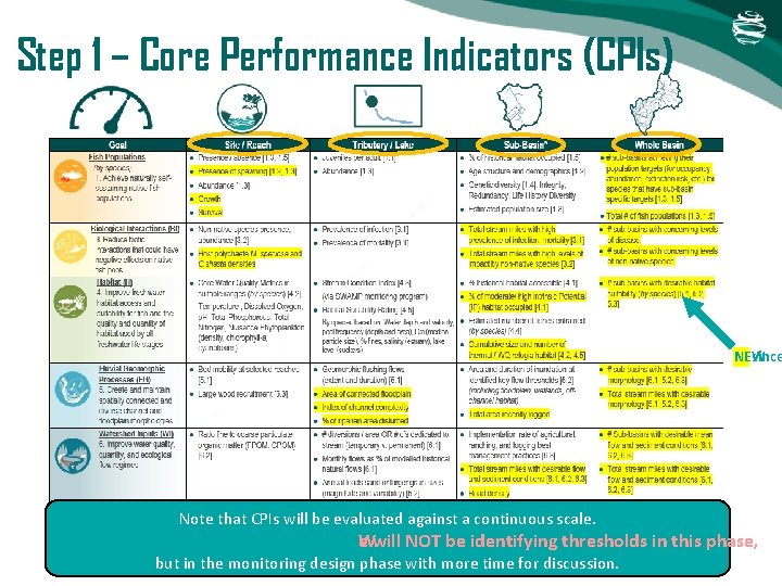 Step 1 – Core Performance Indicators (CPIs) NEW since Note that CPIs will be Step 1 – Core Performance Indicators (CPIs) NEW since Note that CPIs will be
