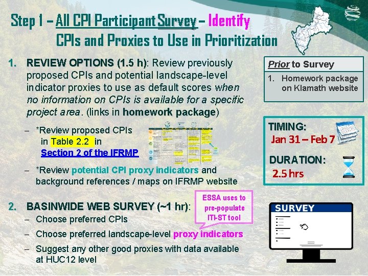 Step 1 – All CPI Participant Survey – Identify CPIs and Proxies to Use Step 1 – All CPI Participant Survey – Identify CPIs and Proxies to Use