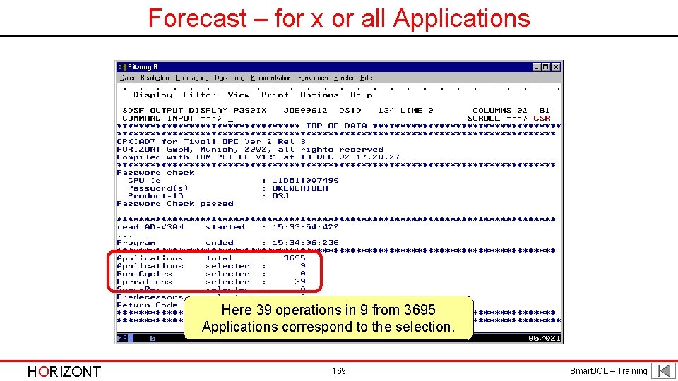 Forecast – for x or all Applications Here 39 operations in 9 from 3695