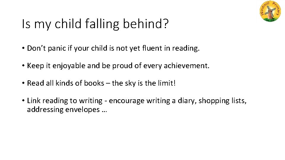 Is my child falling behind? • Don’t panic if your child is not yet