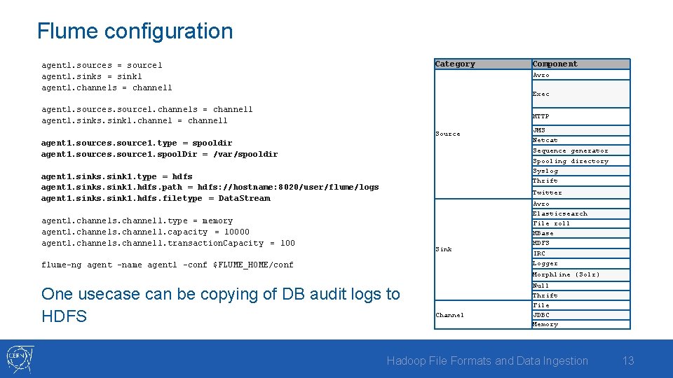 Flume configuration Category agent 1. sources = source 1 agent 1. sinks = sink